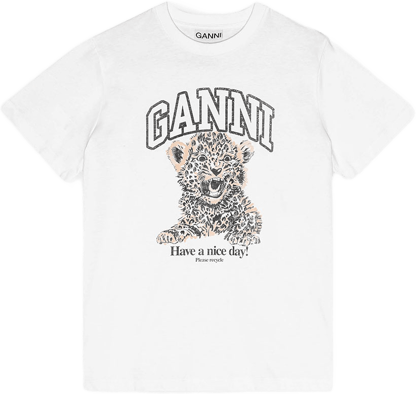 Basic Jersey Leopard Relaxed T-shirt, från GANNI, i färgen Leopard.