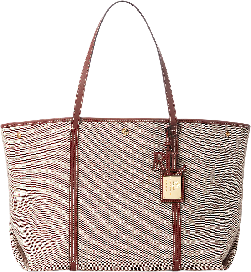 Canvas & Leather Large Emerie Tote, från Lauren Ralph Lauren, i färgen Natural_lauren Tan/Lauren Tan.