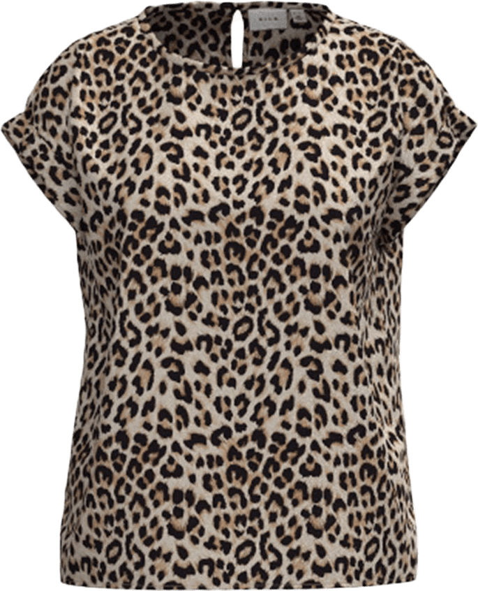 Viellette S/S Full Satin Top, från Vila, i färgen Caramel Café Leo.