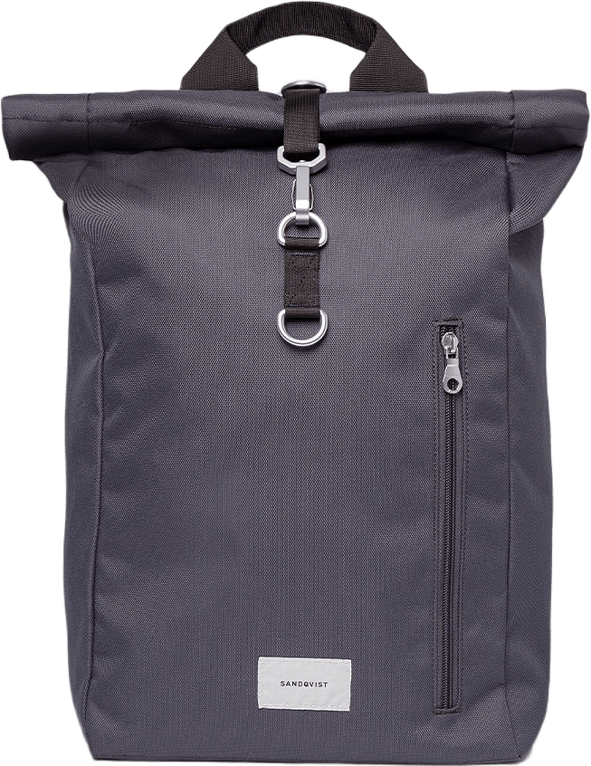 Ground Rolltop Backpack L, från Sandqvist, i färgen Asphalt With Black Webbing.