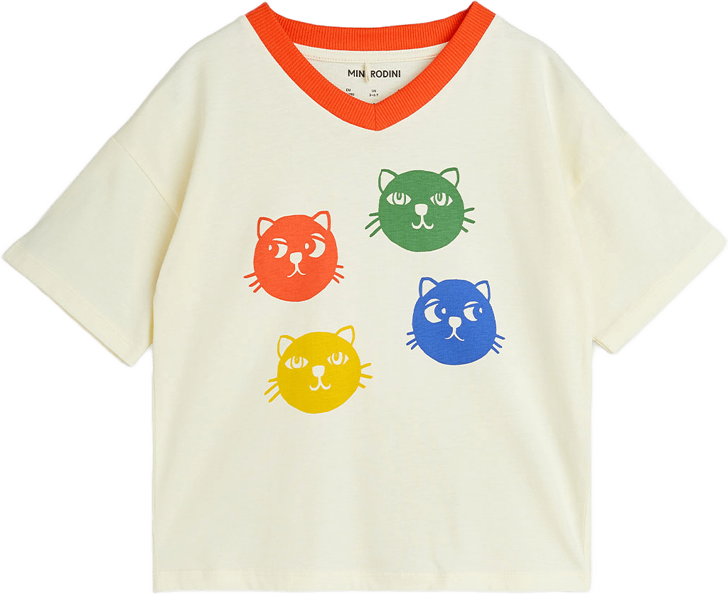 Cool Cats T-shirt, från Mini Rodini, i färgen Offwhite.