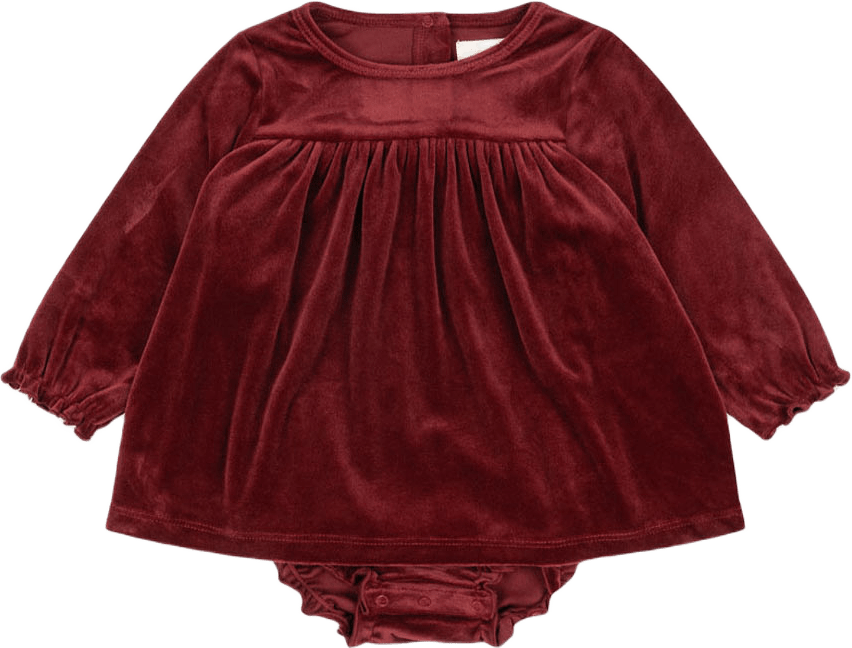 Jingle Romper Dress, från Konges Sløjd, i färgen Red Dahlia.