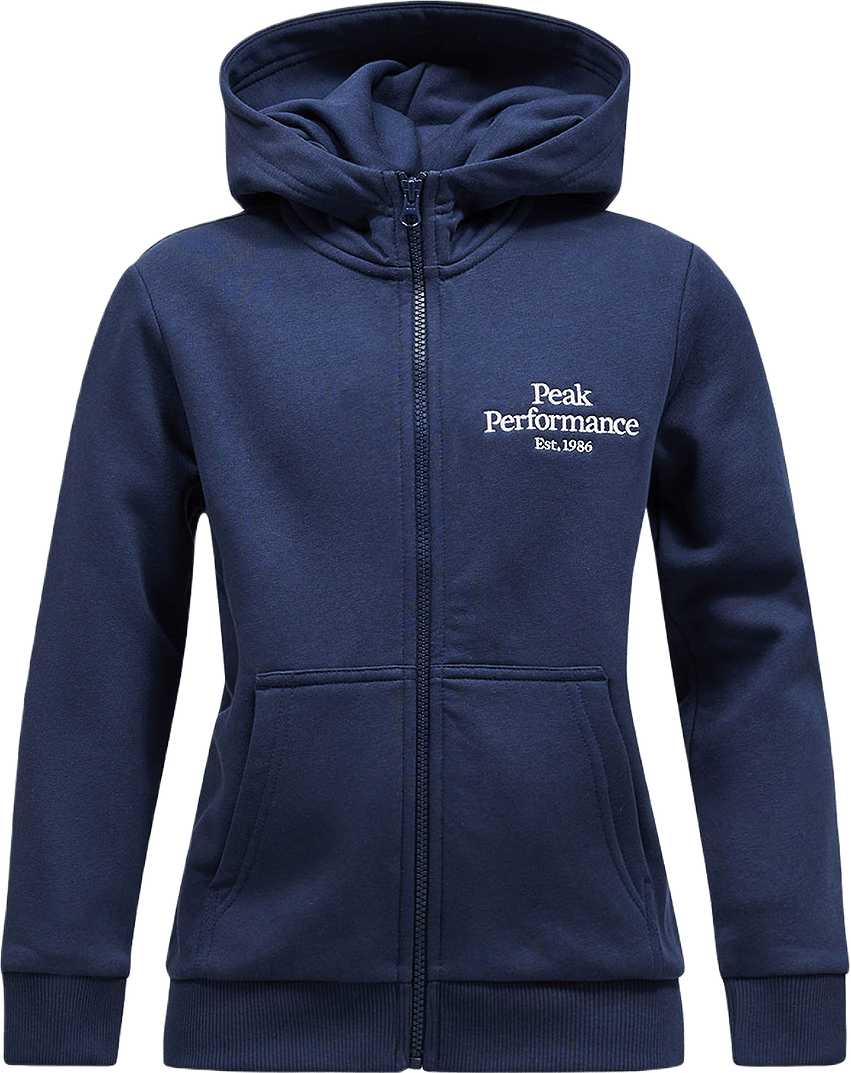 Jr Original Zip Hood, från Peak Performance, i färgen Blue Shadow/Offwhite/.