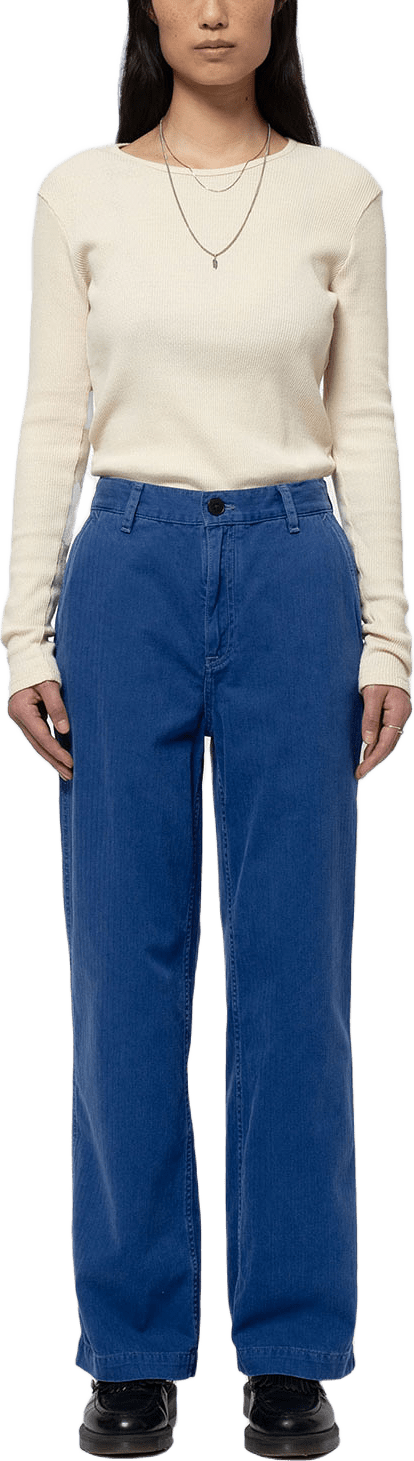 Wendy Herringbone Pants, från Nudie Jeans, i färgen Blue.