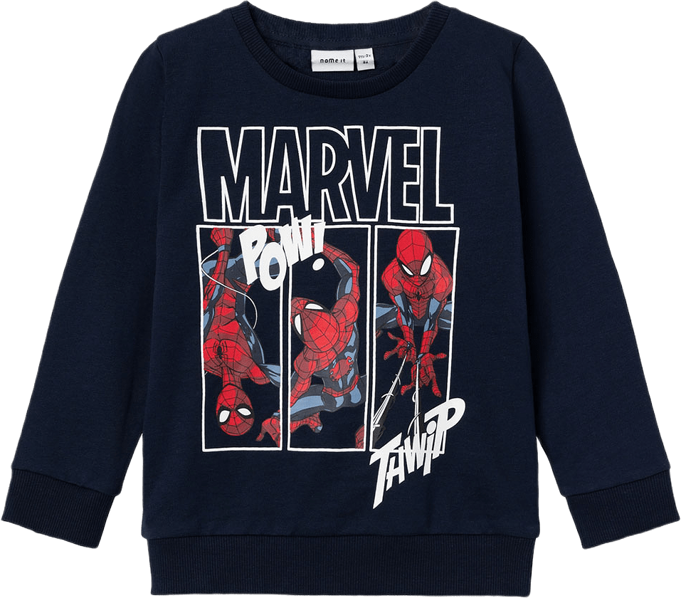 Sweater Nmmjessie Spiderman Sweater, från Name It, i färgen Dark Sapphire.
