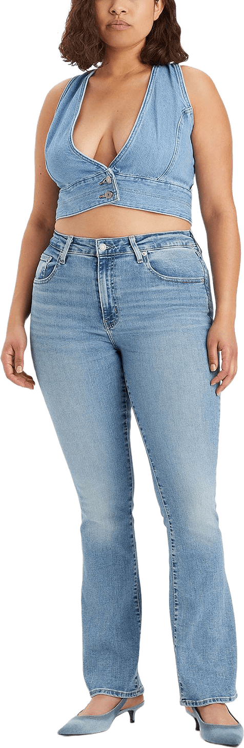 725™ High Rise Bootcut Jeans, från Levi's, i färgen Light Indigo - Worn In.