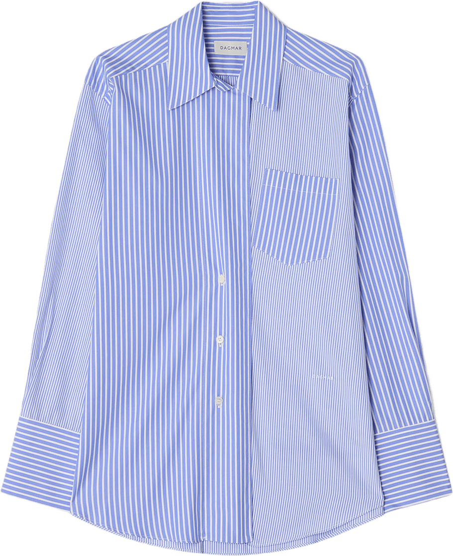 ASYMMETRIC SHIRT, från Dagmar, i färgen Blue Stripe.