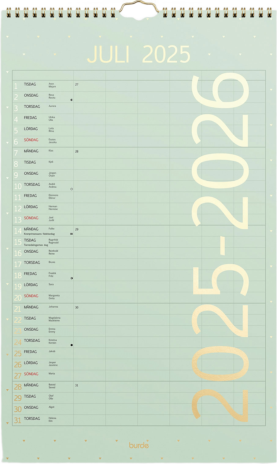Familjekalender 25/26 Color, från Burde, i färgen Flerfärgad.