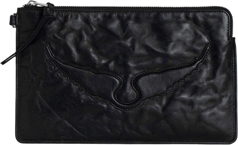 Angel Pouch Wings Cow Burnish, från Zadig & Voltaire, i färgen Noir.