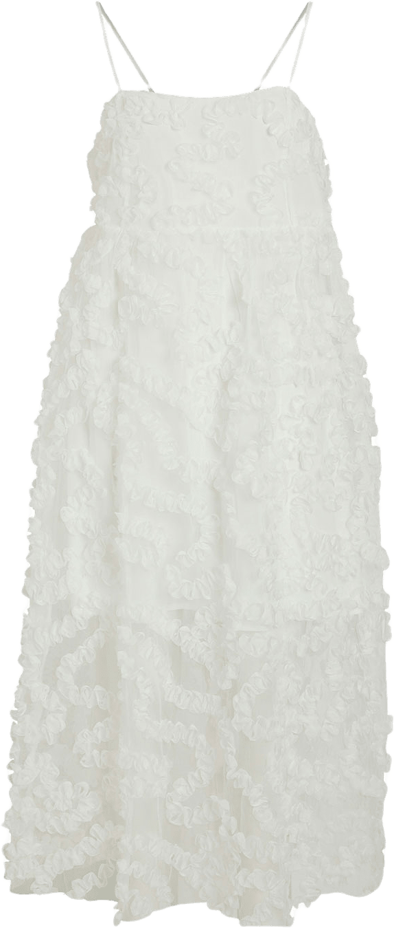 VILEONORA SQU-NECK S/L MIDI DRESS, från Vila, i färgen Cloud Dancer.