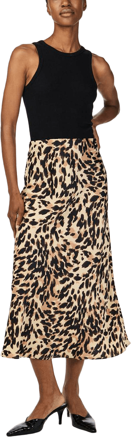 Yaspella Hw Midi Skirt, från Y.A.S, i färgen Black Leo Print.