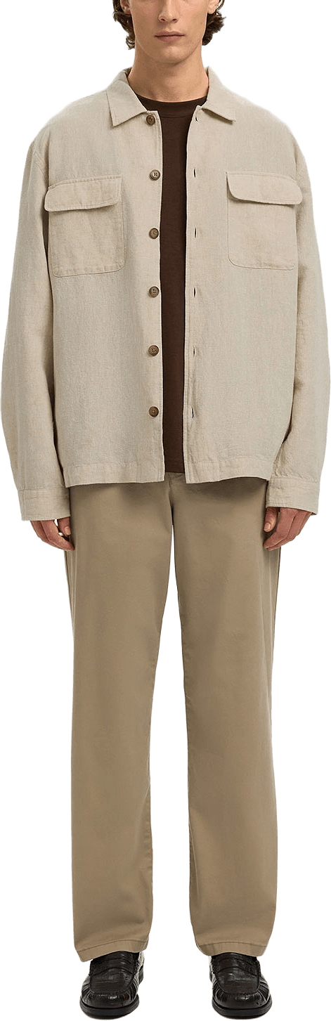 Linen Blend Overshirt, från Selected Homme, i färgen Pure Cashmere W. White.