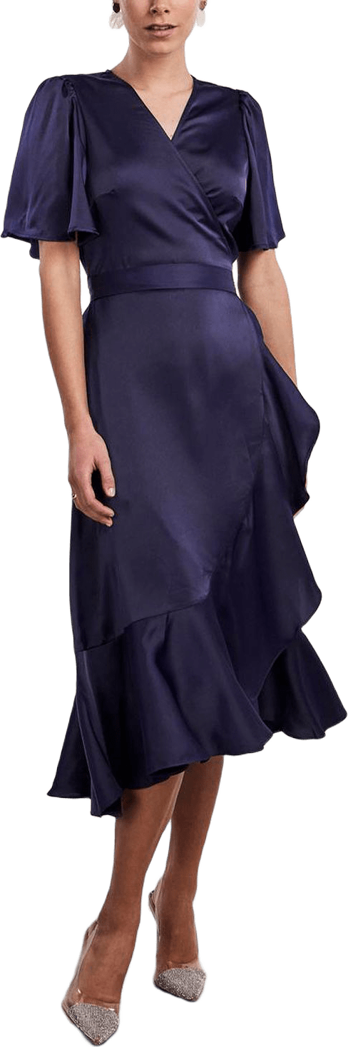 Yasthea 2/4 Midi Wrap Dress, från Y.A.S, i färgen Evening Blue.