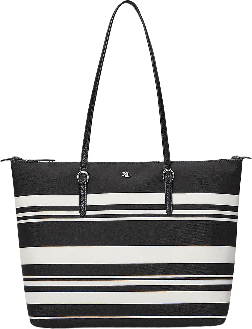 Nylon Medium Keaton Tote, från Lauren Ralph Lauren, i färgen Malecon Stripe/Black.
