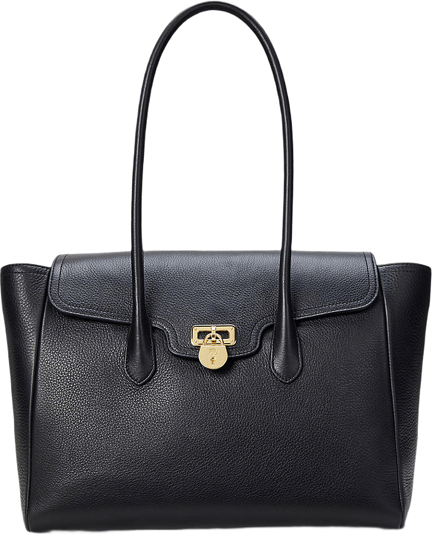 Pebbled Leather Large Tanner Satchel, från Lauren Ralph Lauren, i färgen Black.