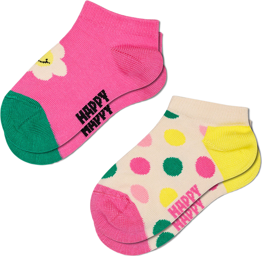 Kids 2-Pack Low Smiling Daisy Socks, från Happy Socks, i färgen Pink.