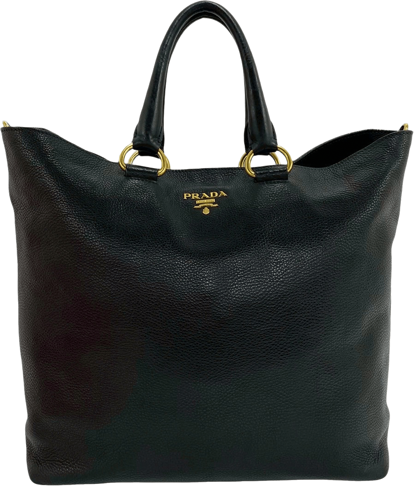 Prada Vitello Daino Open Convertible Tote, från Luxclusif, i färgen black.