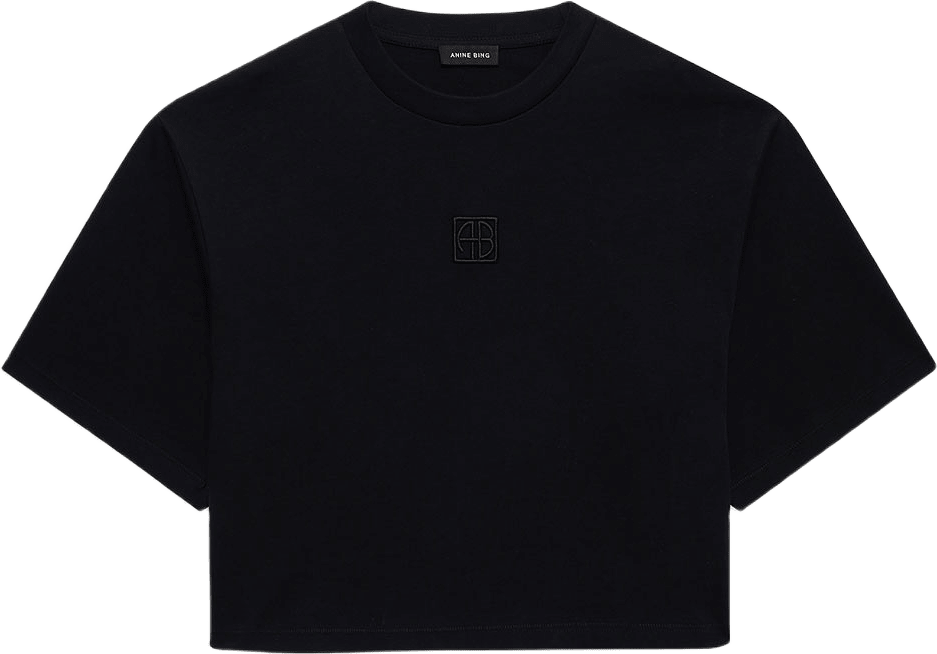 Myers Cropped Tee Framed Monogram, från Anine Bing, i färgen Black.