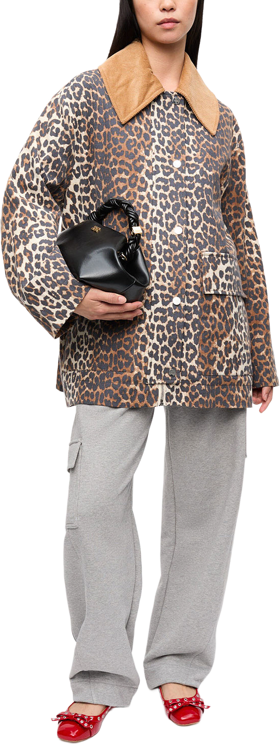 Printed Canvas Midi Jacket, från GANNI, i färgen Almond Milk.