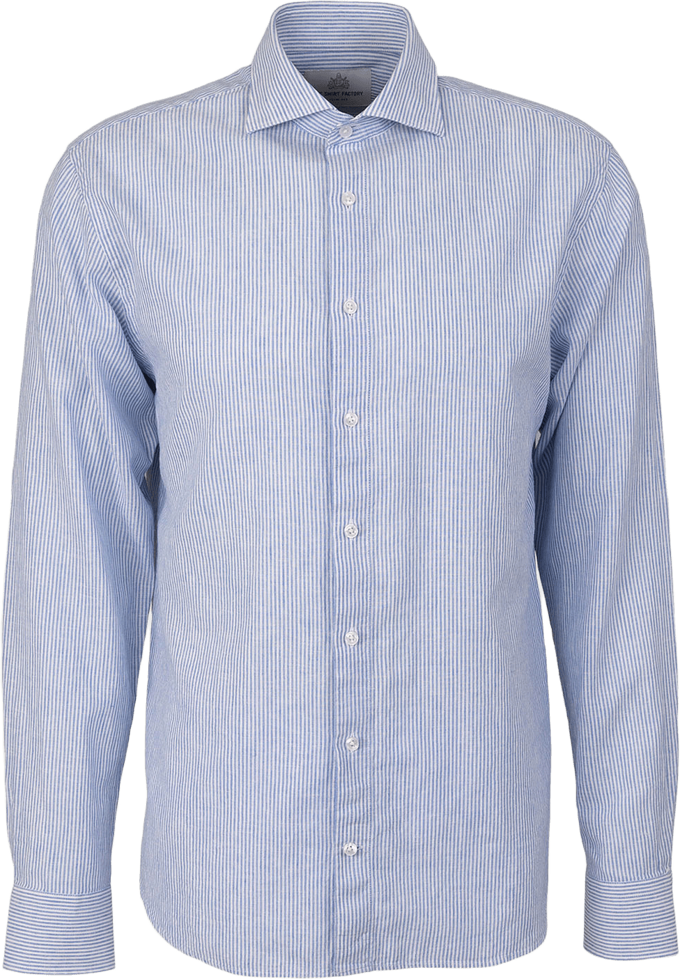 Linskjorta Bassano Stripe, från The Shirt Factory, i färgen Light Blue.