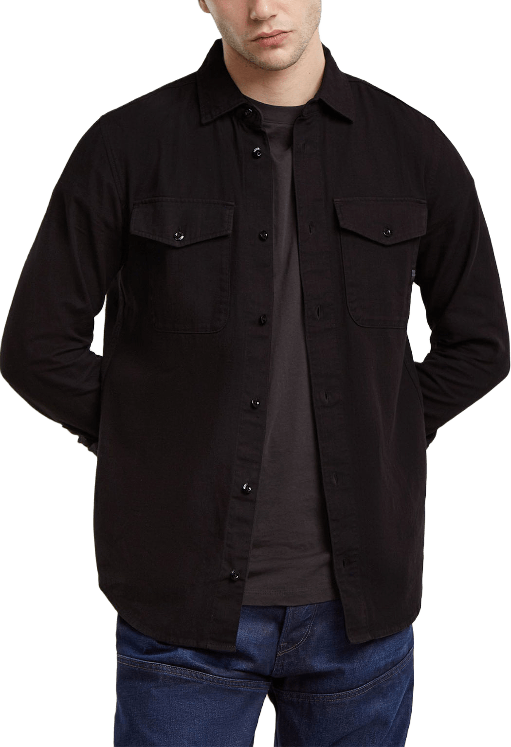 Marine Slim Shirt, från G-Star, i färgen Dk Black Gd.