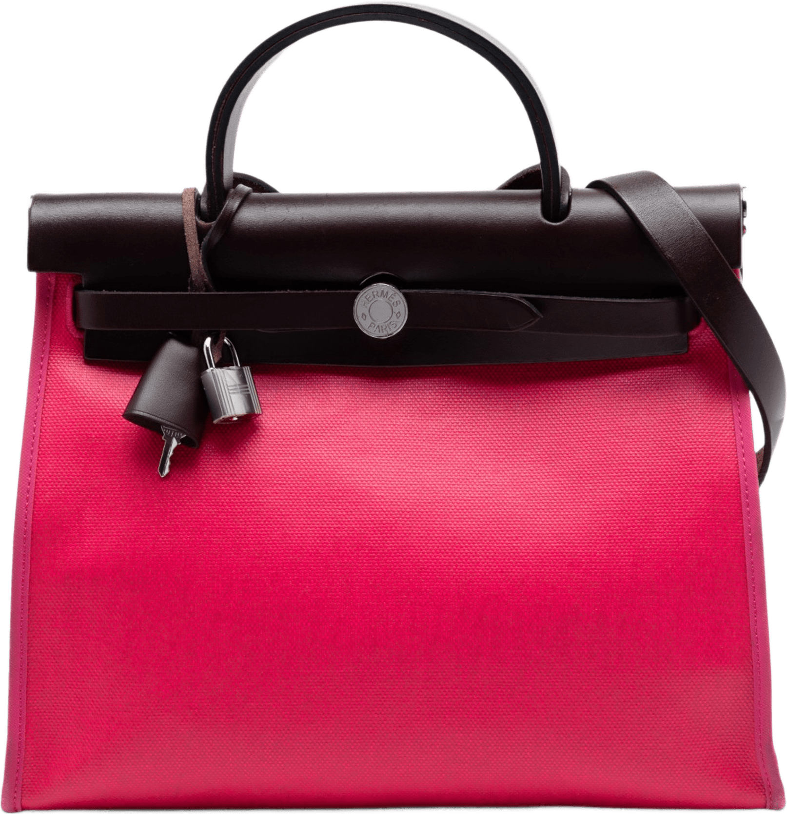 Hermès Toile H Berline Herbag Zip 31, från Luxclusif, i färgen dark pink.