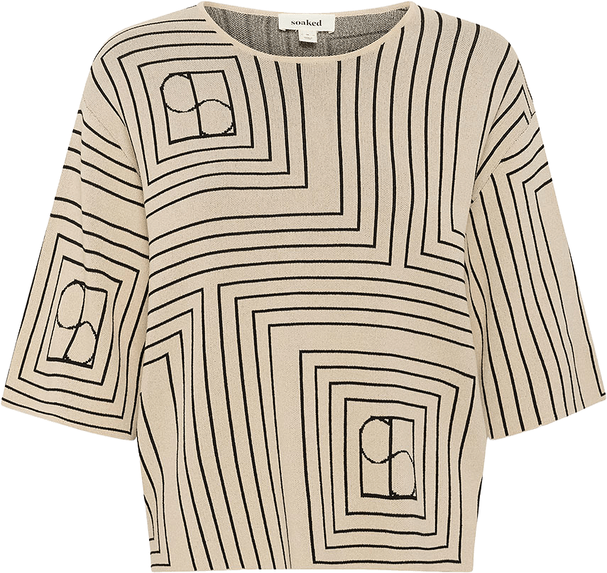 SLIndianna Medea Pullover, från Soaked In Luxury, i färgen Oatmeal W Black Monogram.