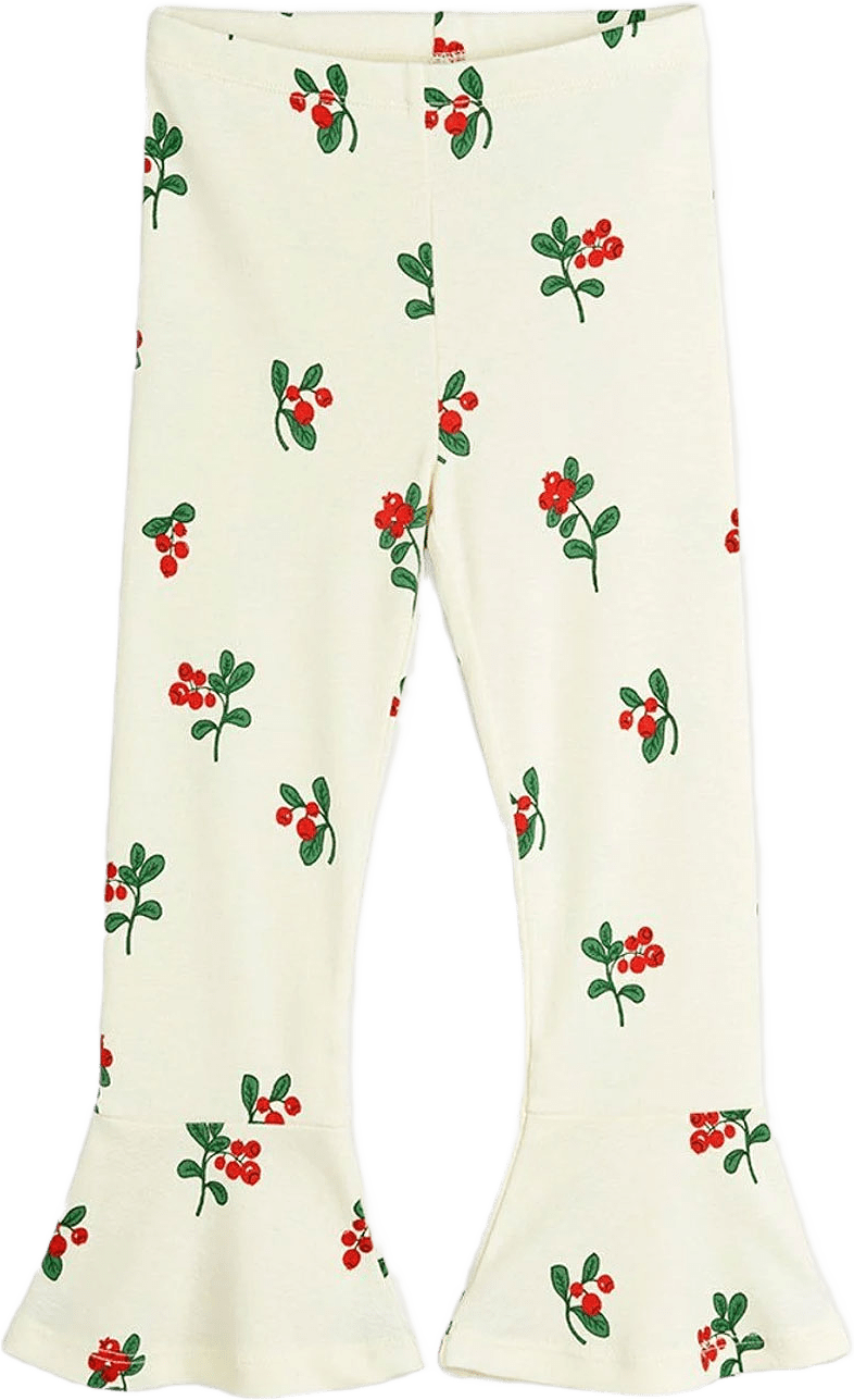 Lingonberries flared trousers, från Mini Rodini, i färgen Offwhite.
