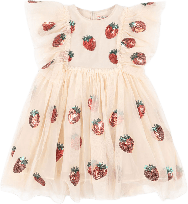 YVONNE FRILL DRESS, från Konges Sløjd, i färgen Strawberry.