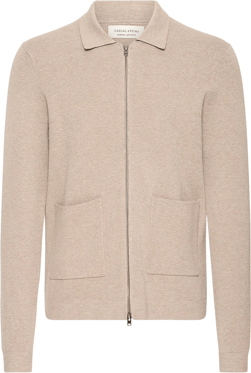 Cfclaes Knitted Zipper Cardigan, från Casual Friday, i färgen Roasted Cashew Melange.