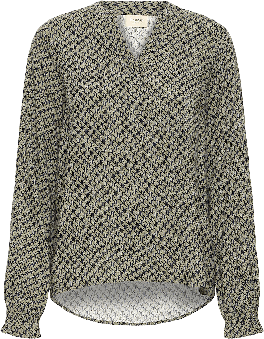 Frflowy Blouse, från Fransa, i färgen Dusty Olive Art.