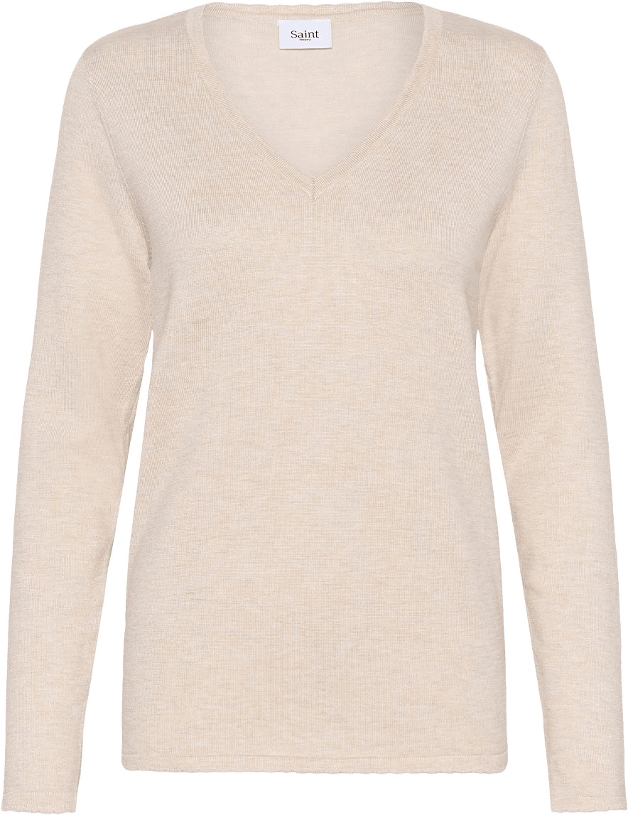 MilaSZ LS V-Neck Pullover, från Saint Tropez, i färgen Gray Morn Melange.