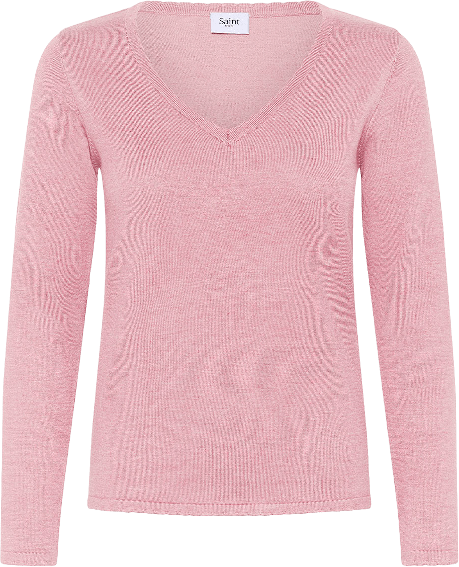 MilaSZ LS V-Neck Pullover, från Saint Tropez, i färgen Foxglove Melange.