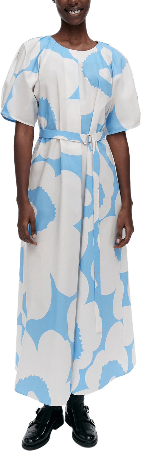 Juhlinta Unikko, från Marimekko, i färgen Blue, Off White.