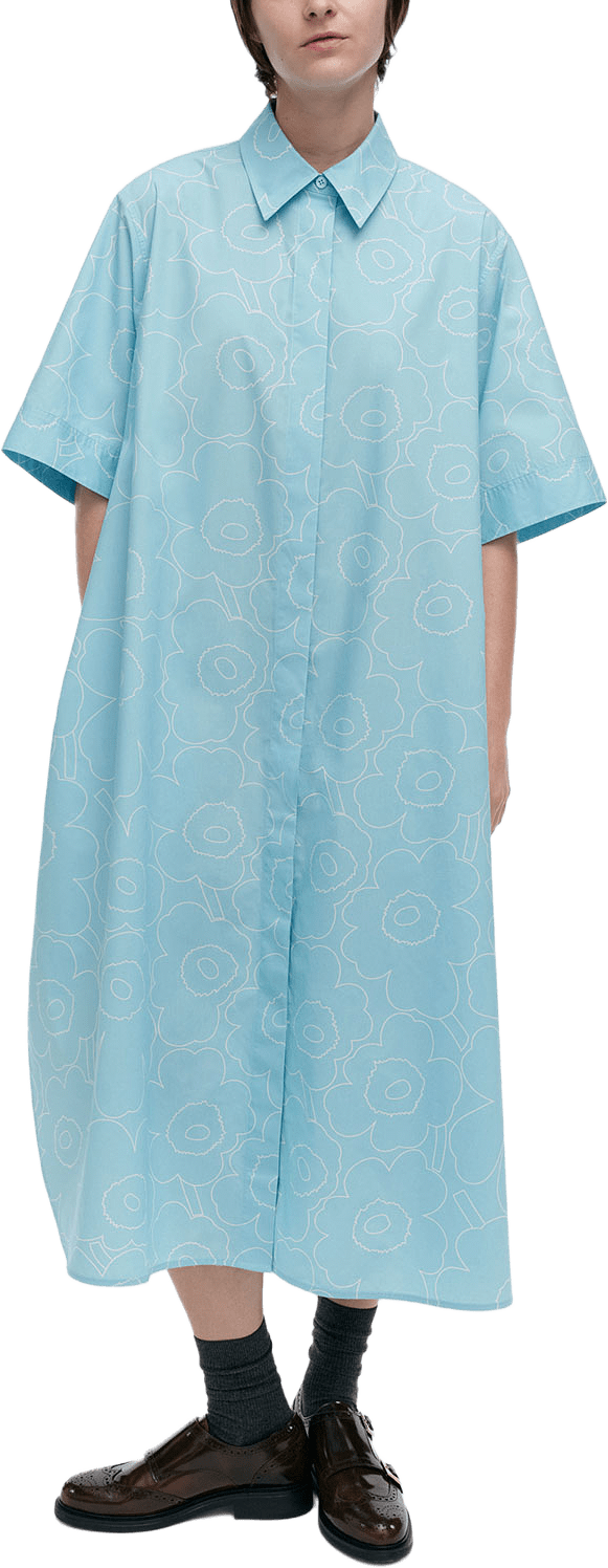 Popliini Piirto Unikko, från Marimekko, i färgen Blue, Off White.