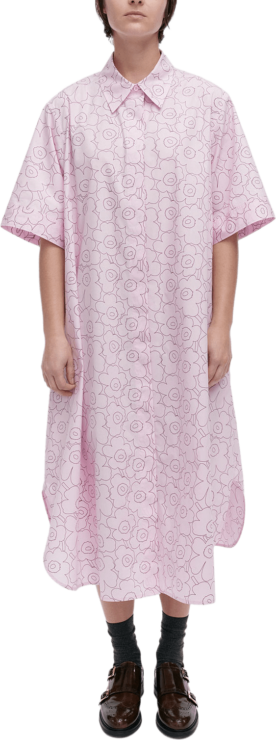 Popliini Piirto Unikko, från Marimekko, i färgen Light Pink, Wine Red.