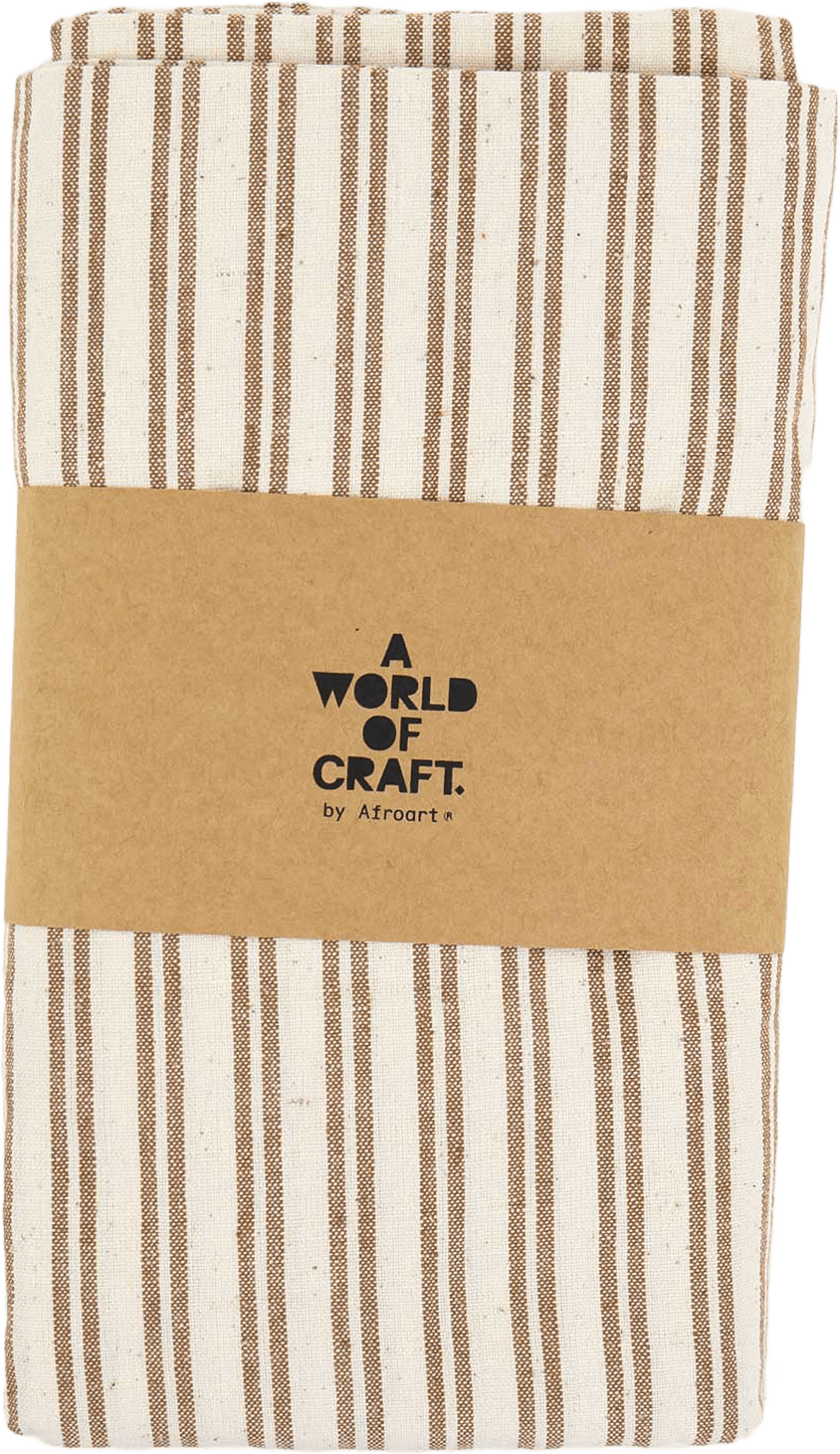 Eco Double Stripe Duk 140X250 cm, från A World of Craft, i färgen Offwhite/Brun Offwhite/Brun.