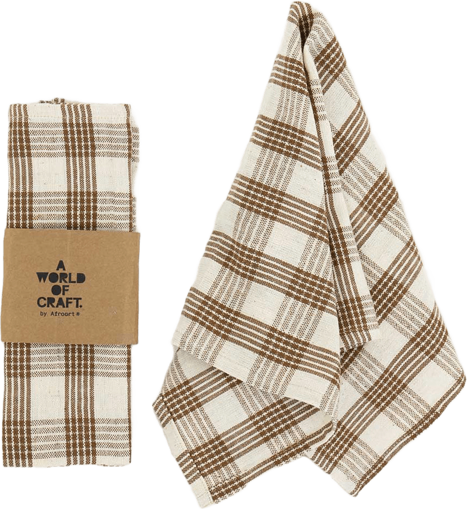 Eco Stina Servett 2-Pack, från A World of Craft, i färgen Offwhite/Brun.