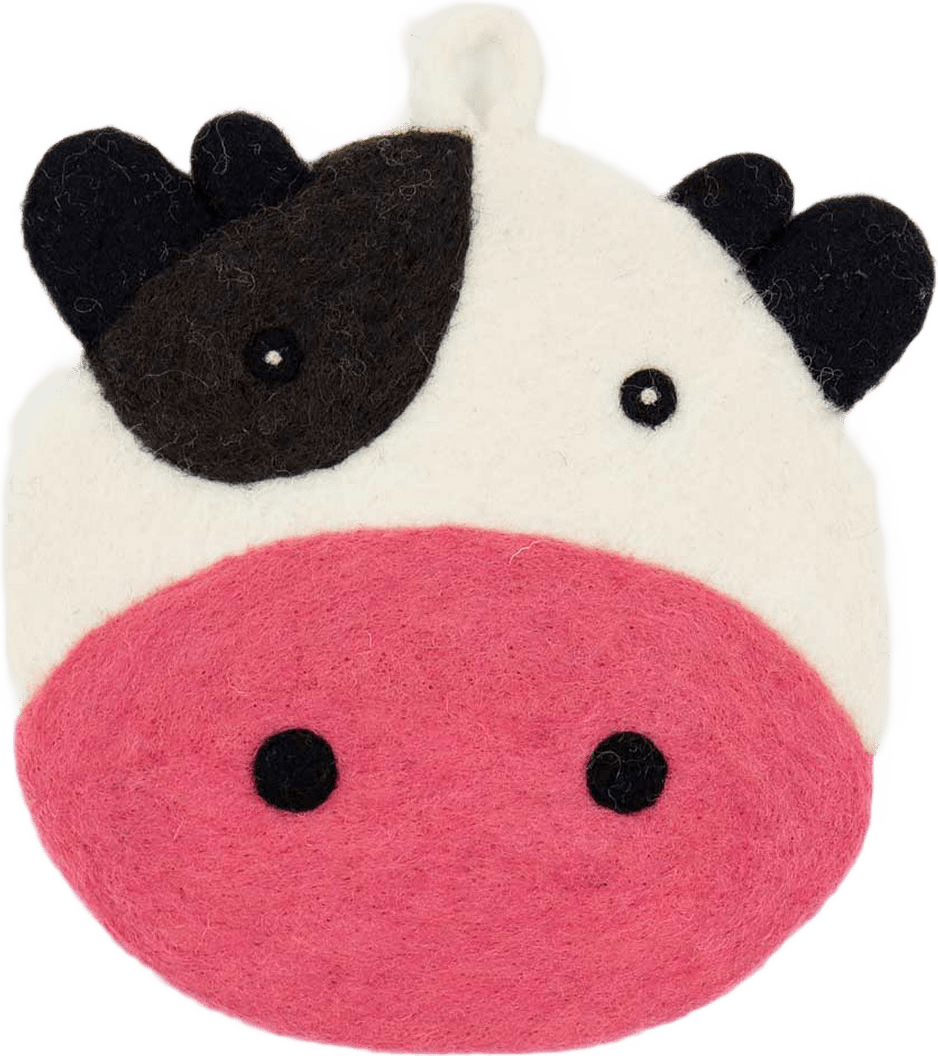 Cow Grytlapp Ø 22 cm, från A World of Craft, i färgen Brun/Vit/Rosa.