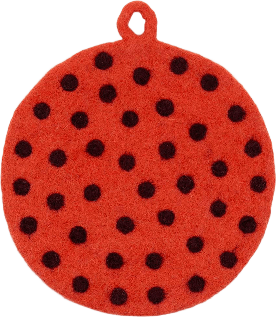 Felt Dot Grytlapp, från A World of Craft, i färgen Orange/Plommon.