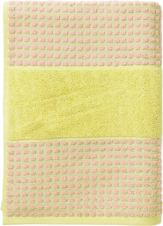 Check Handduk 50x100 cm, från JUNA, i färgen Yellow/Pink.