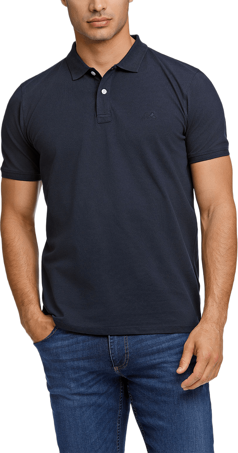 Polo shirt w. zip neck, från Lindbergh, i färgen Navy 424.