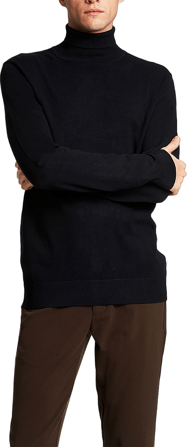 Ecovero L/S roll neck knit, från Lindbergh, i färgen Navy.