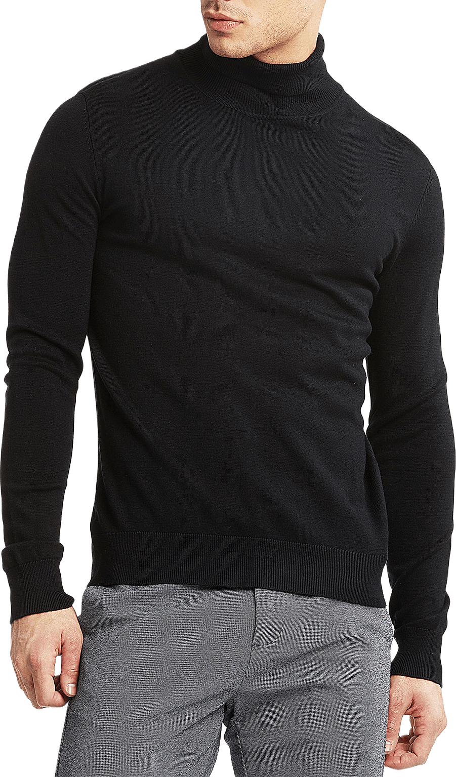Ecovero L/S roll neck knit, från Lindbergh, i färgen Black.