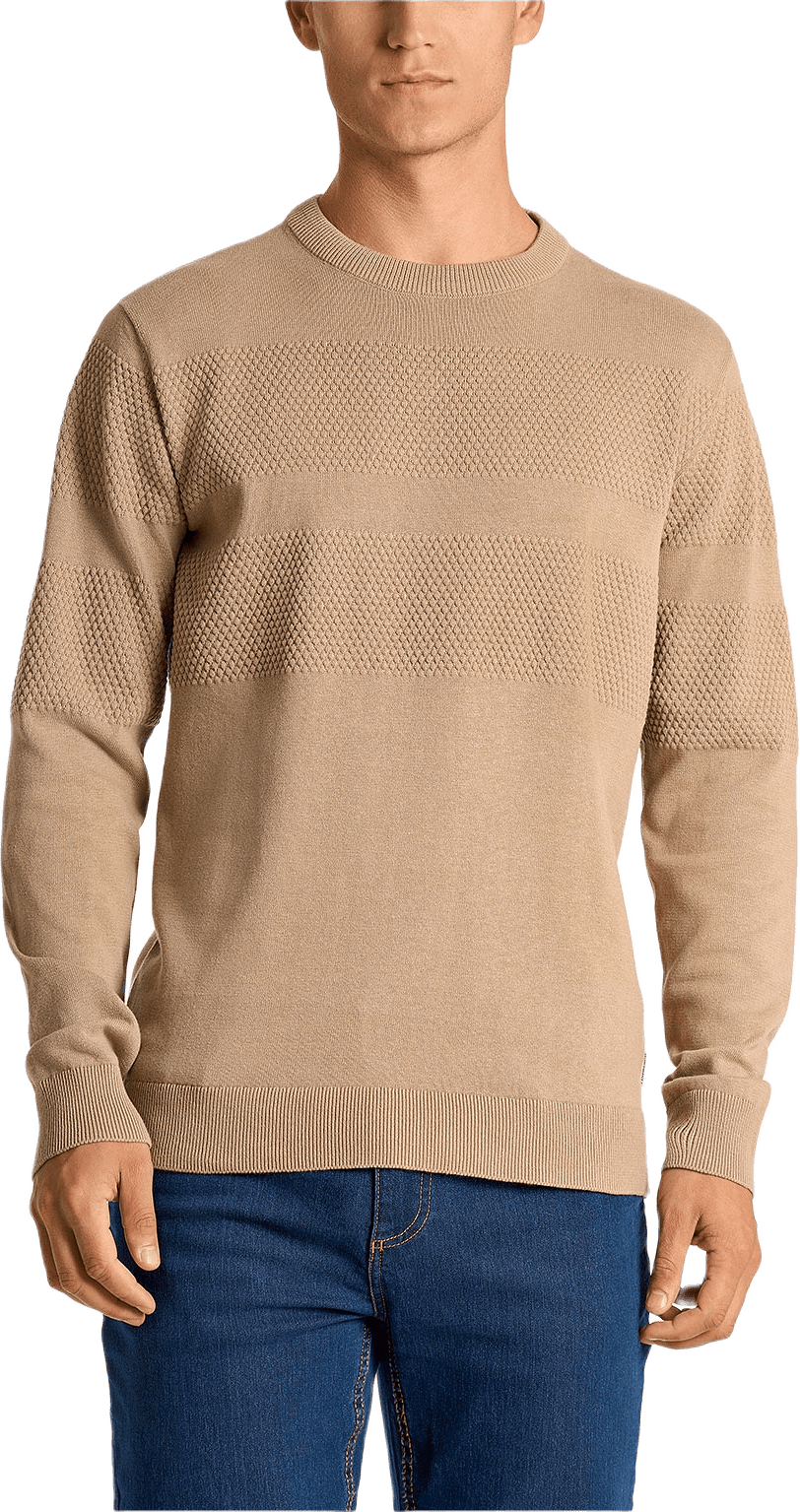 Purl knit o-neck jumper, från Lindbergh, i färgen Sand.