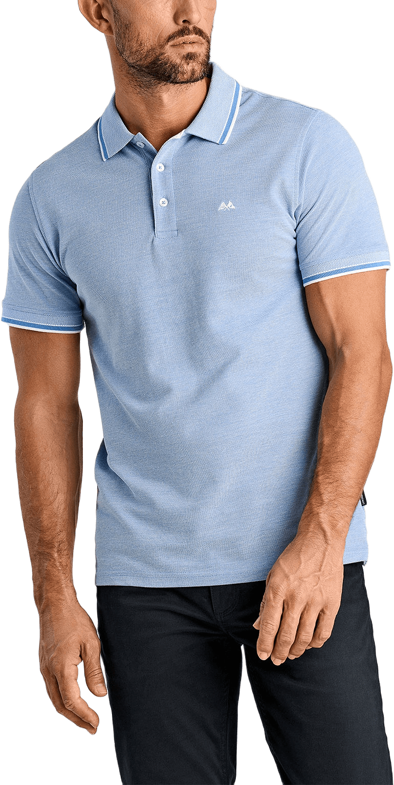 Orangic cotton polo piqué S/S- relaxed fit- regular collar, från Lindbergh, i färgen Lt Blue.