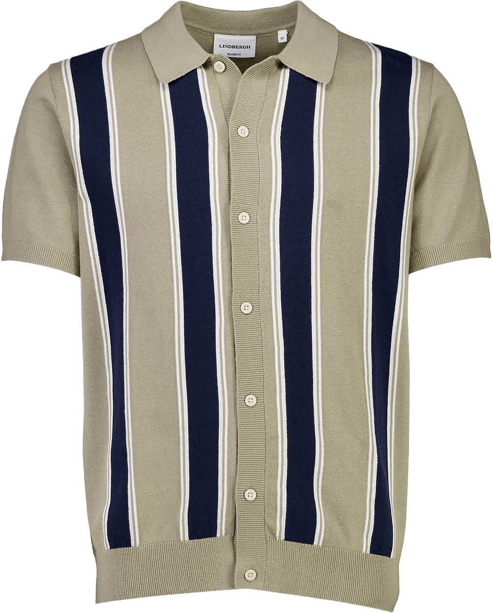 Knitted polo cardigan, från Lindbergh, i färgen Mid Stone.