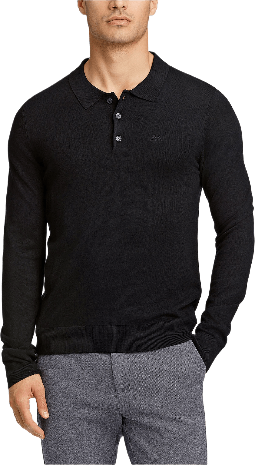 Ecovero L/S polo, från Lindbergh, i färgen Black.