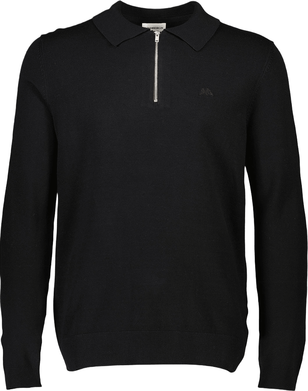 Ecovero L/S zip polo, från Lindbergh, i färgen Black.