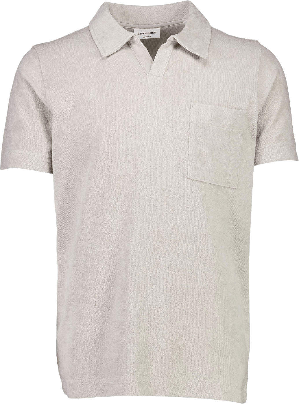Towel v-neck polo S/S, från Lindbergh, i färgen Fair Grey.